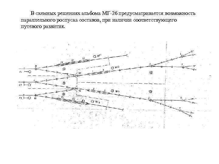  В схемных решениях альбома МГ-26 предусматривается возможность параллельного роспуска составов, при наличии соответствующего