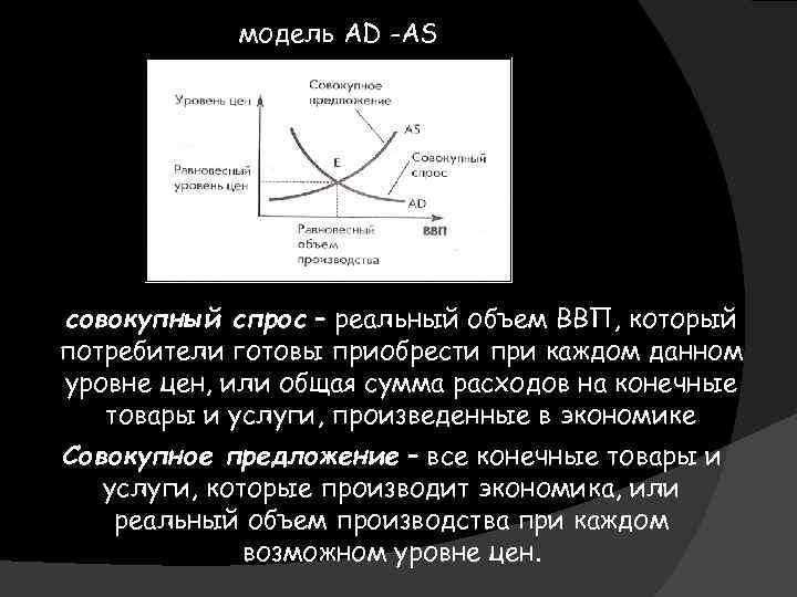 модель AD -AS совокупный спрос – реальный объем ВВП, который потребители готовы приобрести при