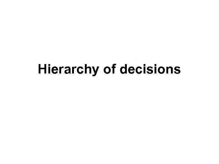 Hierarchy of decisions 