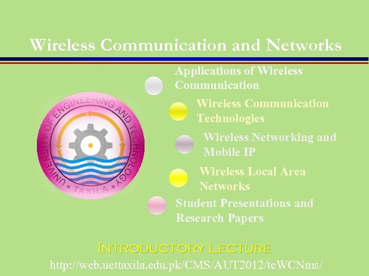 Wireless Communication and Networks Applications of Wireless Communication Technologies Wireless Networking and Mobile IP