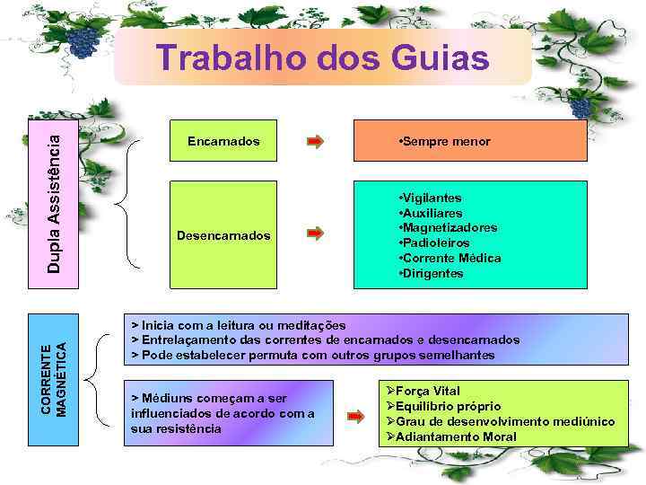 CORRENTE MAGNÉTICA Dupla Assistência Trabalho dos Guias Encarnados Desencarnados • Sempre menor • Vigilantes