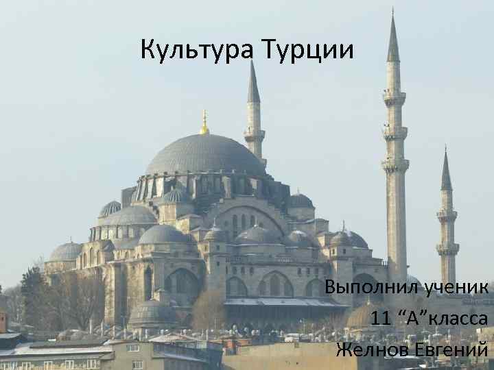 Культура Турции Выполнил ученик 11 “А”класса Желнов Евгений 