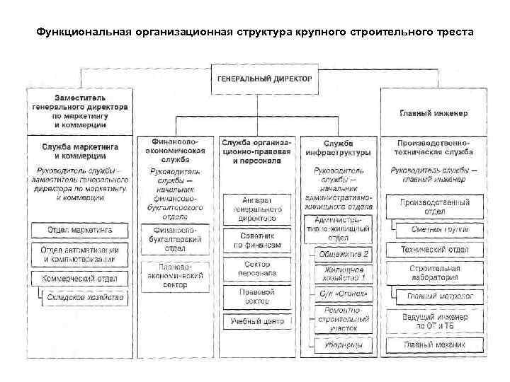 Функциональная организационная структура крупного строительного треста 