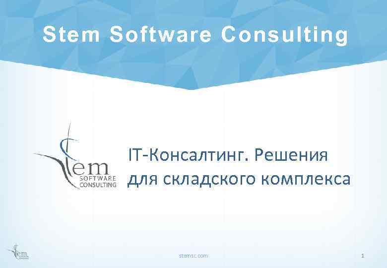 Stem Software Consulting IT-Консалтинг. Решения для складского комплекса stemsc. com 1 