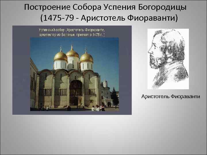 Построение Собора Успения Богородицы (1475 -79 - Аристотель Фиораванти) Аристотель Фиораванти 