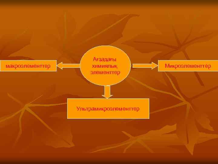 макроэлементтер Ағзадағы химиялық элементтер Ультрамикроэлементтер Микроэлементтер 