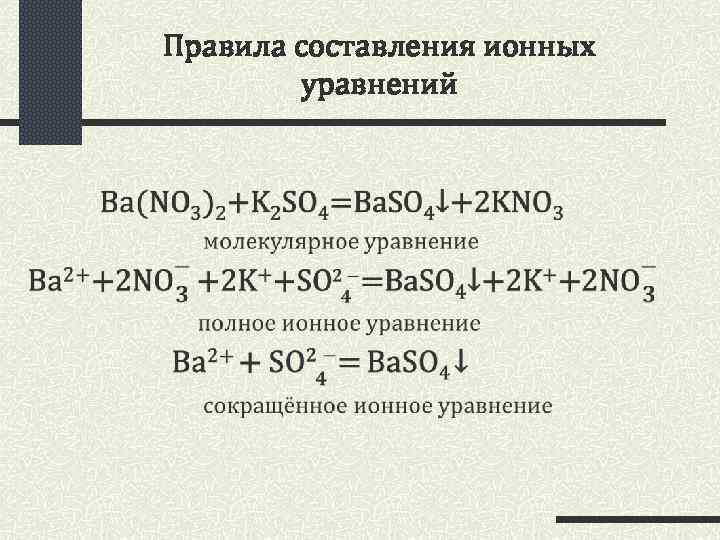 Правила составления ионных уравнений 