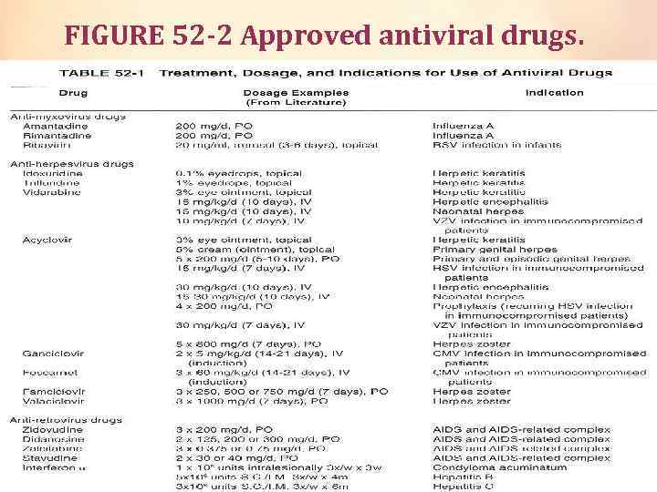 FIGURE 52 -2 Approved antiviral drugs. 