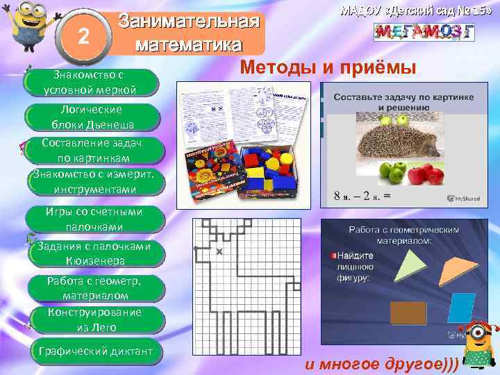 МАДОУ «Детский сад № 15» Занимательная 2 математика Методы и приёмы Знакомство с условной