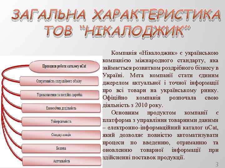 ЗАГАЛЬНА ХАРАКТЕРИСТИКА ТОВ “НІКАЛОДЖИК” Компанія «Нікалоджик» є українською компанією міжнародного стандарту, яка займається розвитком