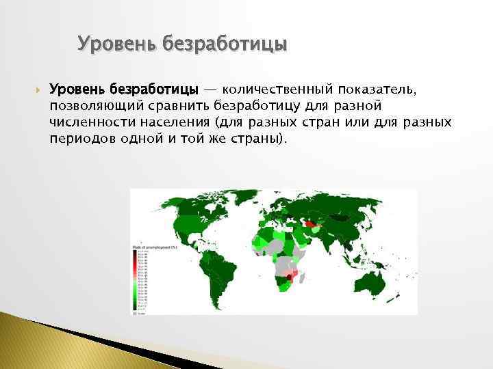 Уровень безработицы — количественный показатель, позволяющий сравнить безработицу для разной численности населения (для разных