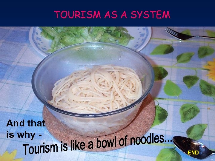 TOURISM AS A SYSTEM And that is why END 