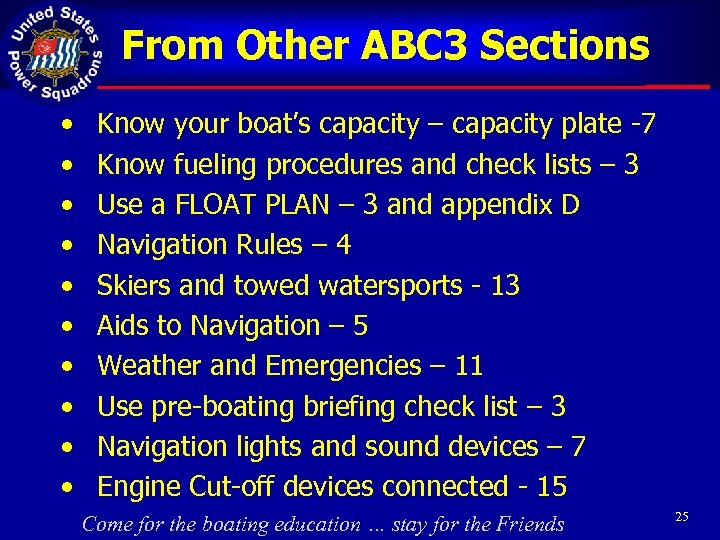 From Other ABC 3 Sections • • • Know your boat’s capacity – capacity
