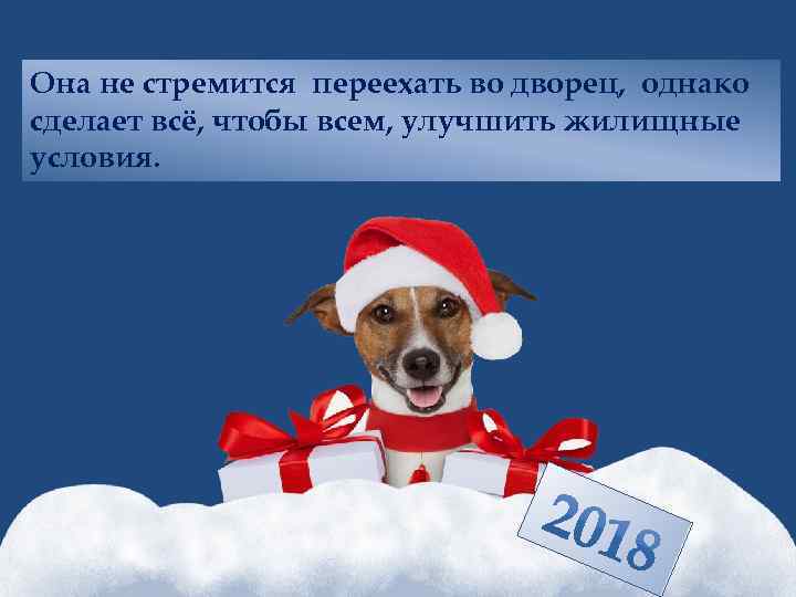 Она не стремится переехать во дворец, однако сделает всё, чтобы всем, улучшить жилищные условия.