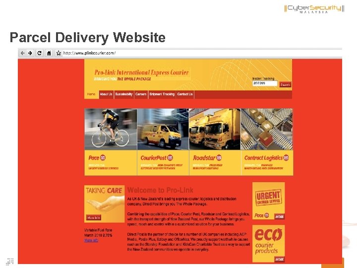 Parcel Delivery Website 44 Copyright © 2011 Cyber. Security Malaysia 