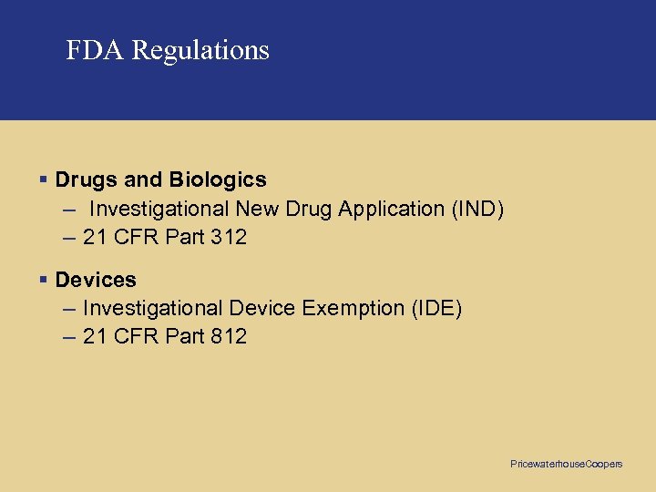 FDA Regulations § Drugs and Biologics – Investigational New Drug Application (IND) – 21