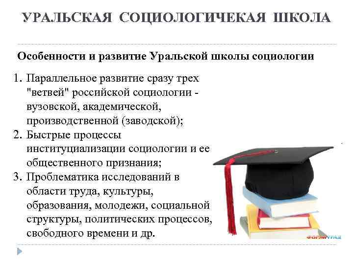 УРАЛЬСКАЯ СОЦИОЛОГИЧЕКАЯ ШКОЛА Особенности и развитие Уральской школы социологии 1. Параллельное развитие сразу трех