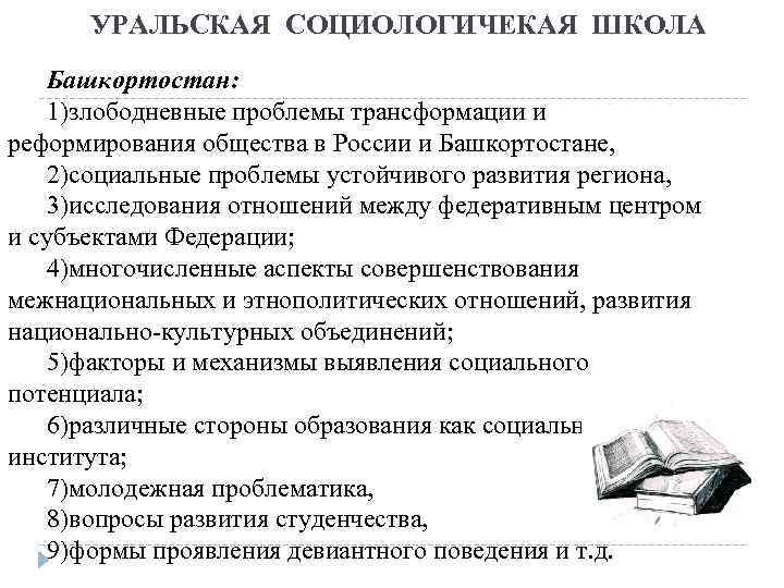 УРАЛЬСКАЯ СОЦИОЛОГИЧЕКАЯ ШКОЛА Башкортостан: 1)злободневные проблемы трансформации и реформирования общества в России и Башкортостане,