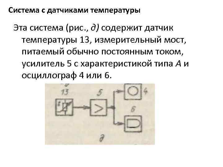 Система с датчиками температуры Эта система (рис. , д) содержит датчик температуры 13, измерительный