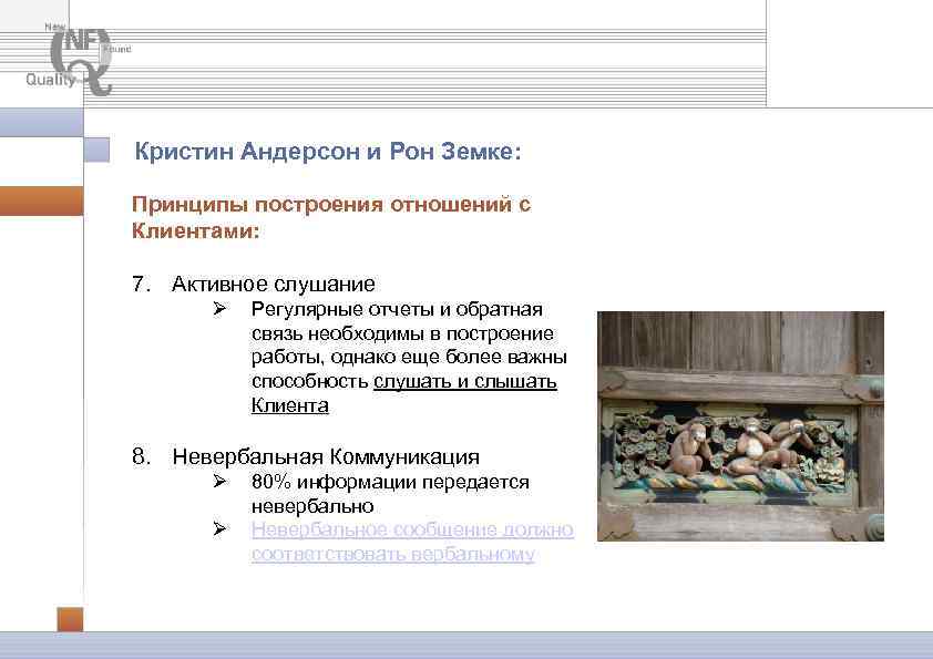 Кристин Андерсон и Рон Земке: Принципы построения отношений с Клиентами: 7. Активное слушание Ø