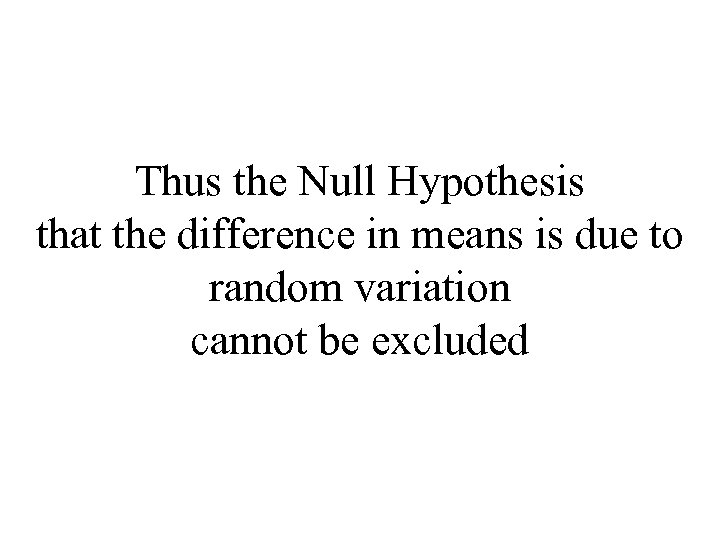 Thus the Null Hypothesis that the difference in means is due to random variation