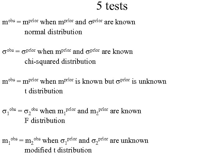 5 tests mobs = mprior when mprior and sprior are known normal distribution sobs