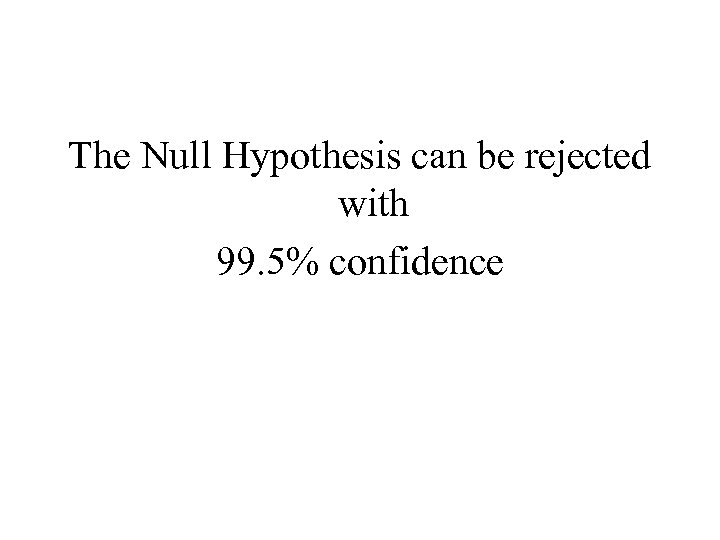 The Null Hypothesis can be rejected with 99. 5% confidence 