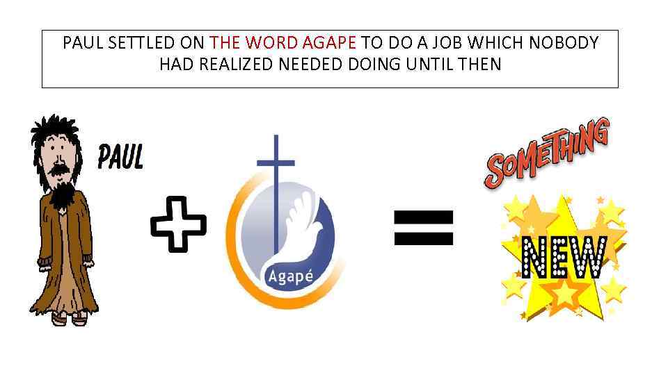 PAUL SETTLED ON THE WORD AGAPE TO DO A JOB WHICH NOBODY HAD REALIZED