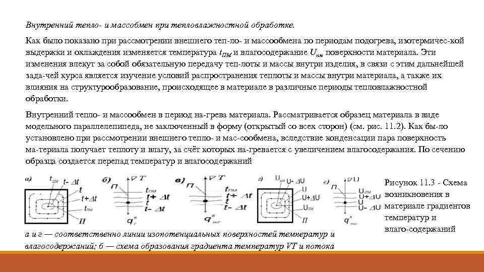 Внутренний тепло и массобмен при тепловлажностной обработке. Как было показано при рассмотрении внешнего теп