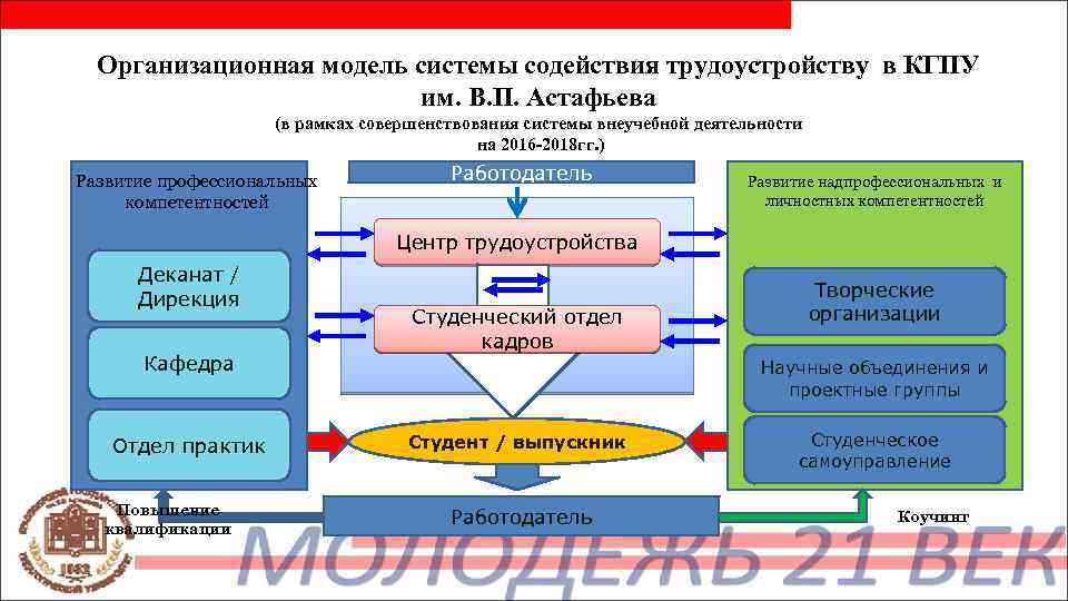 Организационная модель системы содействия трудоустройству в КГПУ им. В. П. Астафьева (в рамках совершенствования