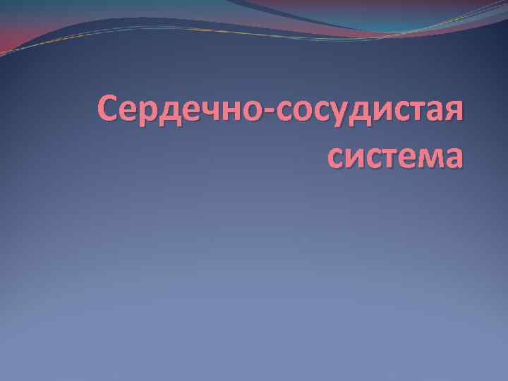 Сердечно-сосудистая система 