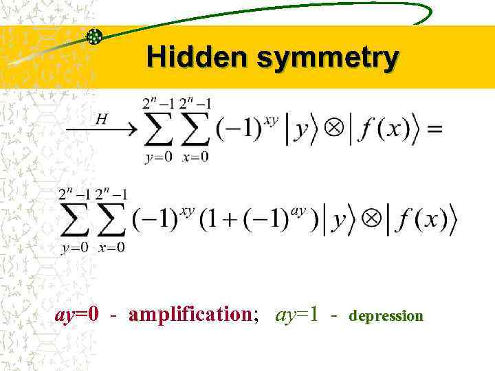 Hidden symmetry ay=0 - amplification; ay=1 - depression 