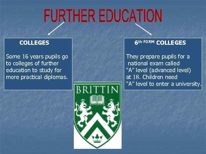 COLLEGES Some 16 years pupils go to colleges of further education to study for