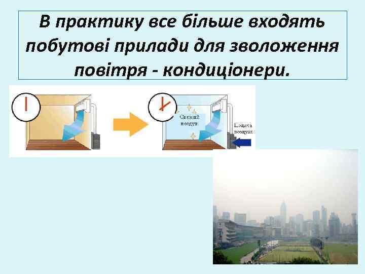 В практику все більше входять побутові прилади для зволоження повітря - кондиціонери. 