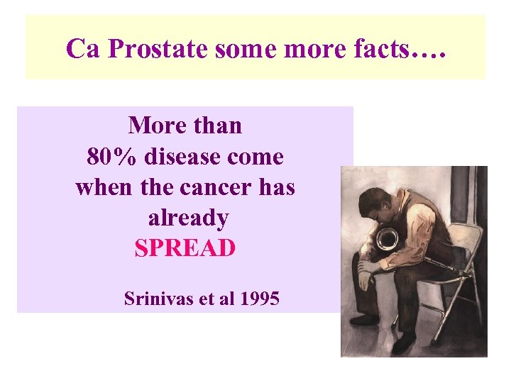 Ca Prostate some more facts…. More than 80% disease come when the cancer has