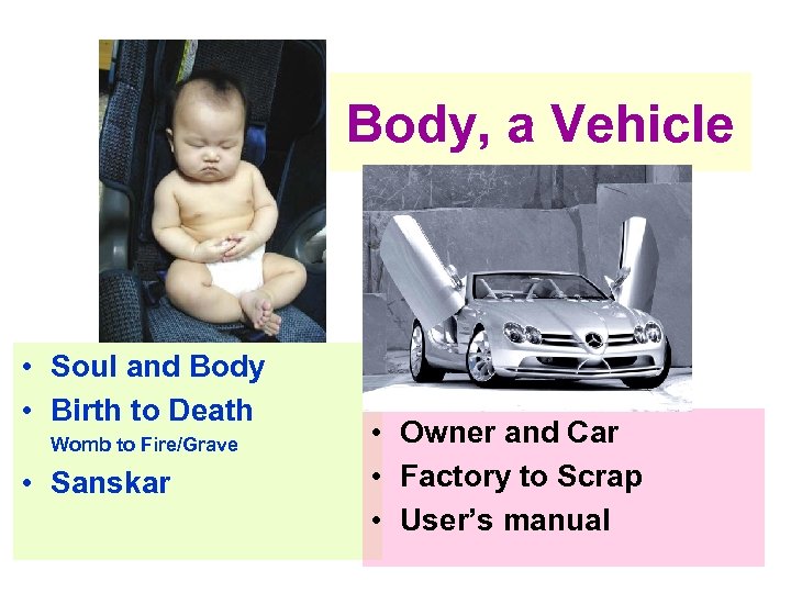 Body, a Vehicle • Soul and Body • Birth to Death Womb to Fire/Grave