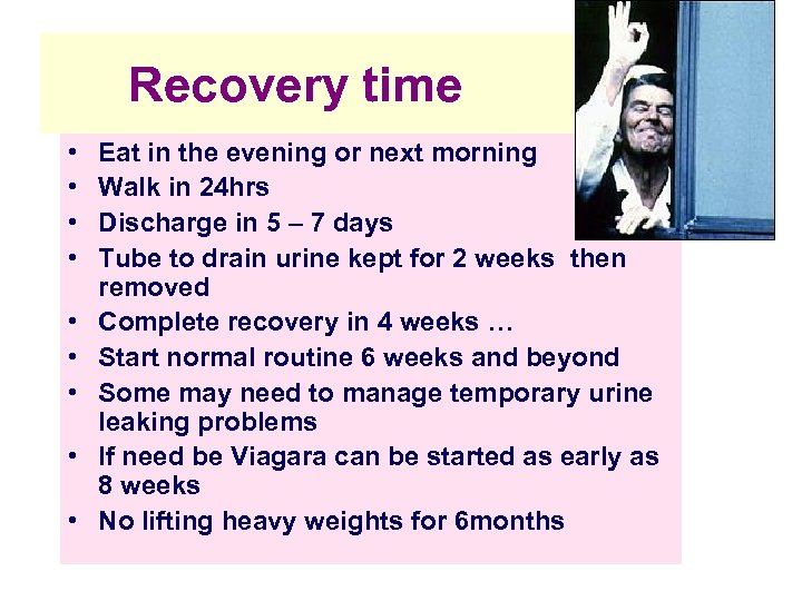 Recovery time • • • Eat in the evening or next morning Walk in
