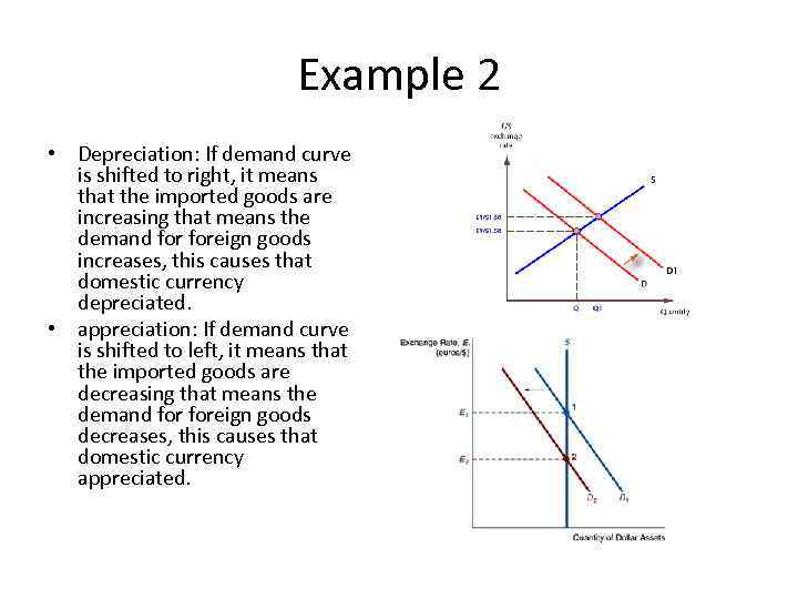 Example 2 • Depreciation: If demand curve is shifted to right, it means that