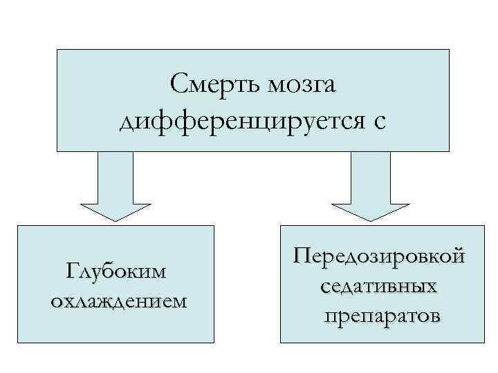 Смерть мозга дифференцируется с Глубоким охлаждением Передозировкой седативных препаратов 