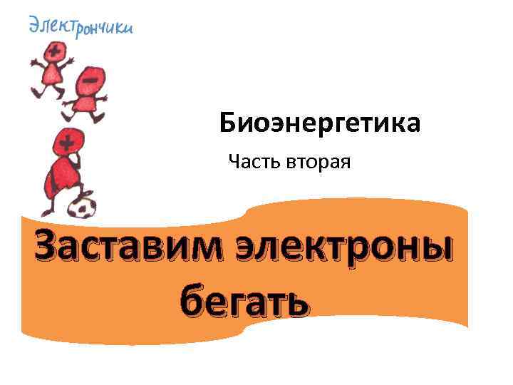 Биоэнергетика Часть вторая Заставим электроны бегать 