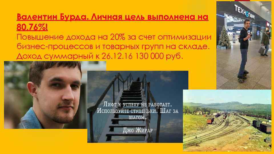Валентин Бурда. Личная цель выполнена на 80, 76%! Повышение дохода на 20% за счет