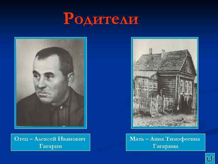 Родители Отец – Алексей Иванович Гагарин Мать – Анна Тимофеевна Гагарина 