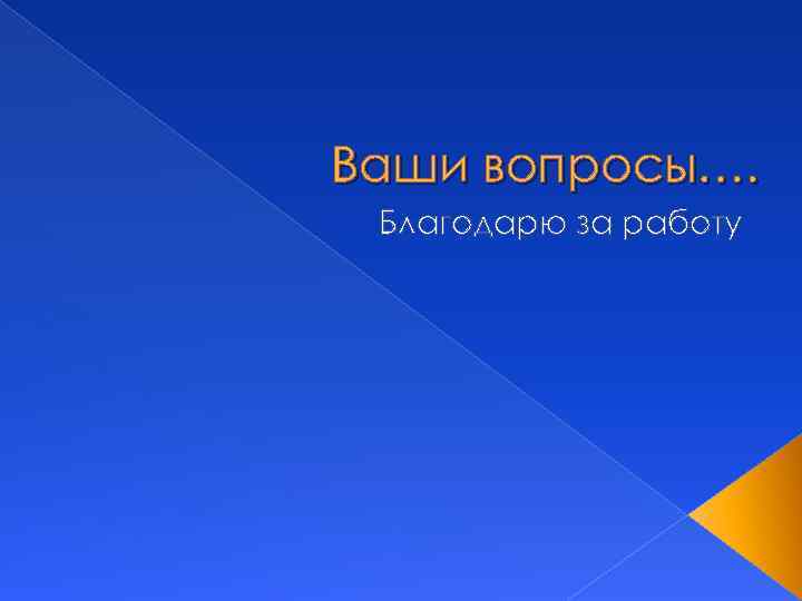 Ваши вопросы…. Благодарю за работу 
