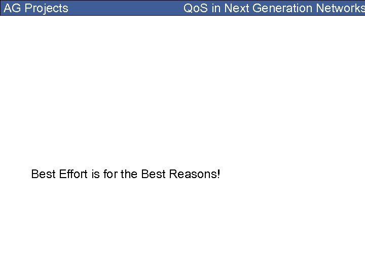 AG Projects Qo. S in Next Generation Networks Best Effort is for the Best