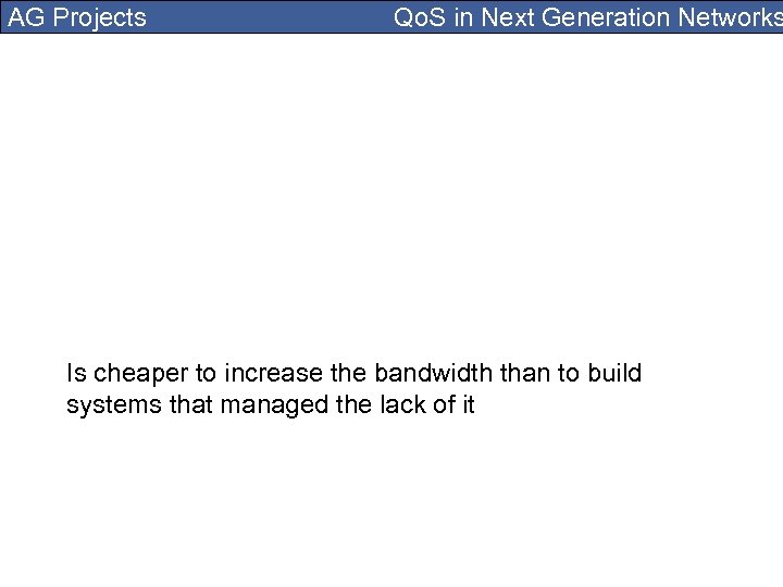 AG Projects Qo. S in Next Generation Networks Is cheaper to increase the bandwidth