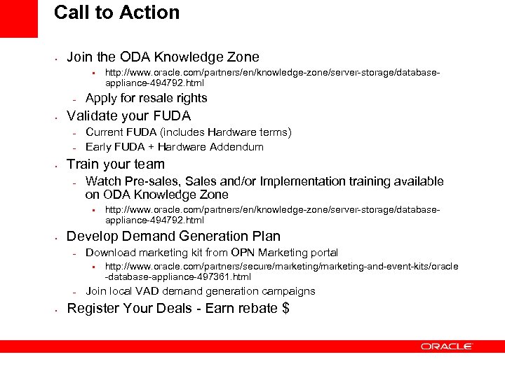 Call to Action • Join the ODA Knowledge Zone • – • Apply for