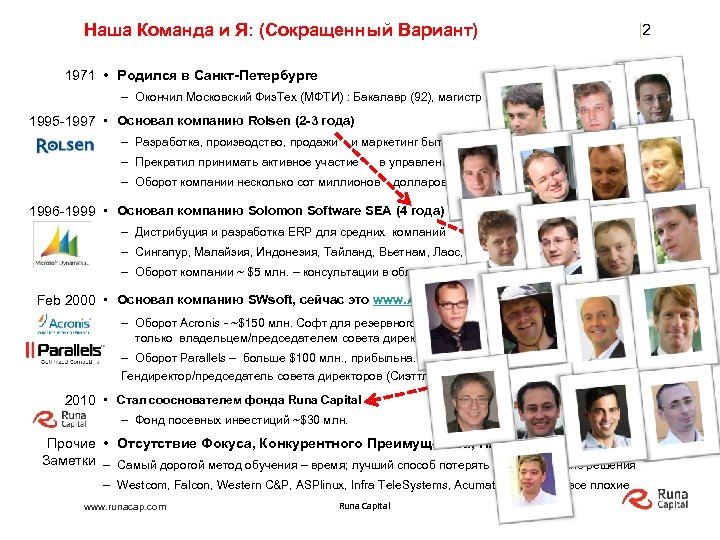 Наша Команда и Я: (Сокращенный Вариант) |2 1971 • Родился в Санкт-Петербурге – Окончил