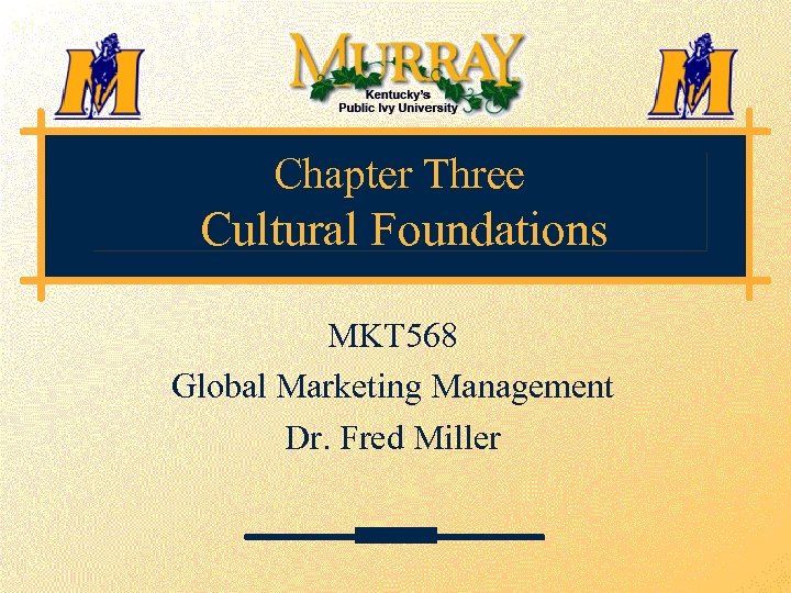 3 -1 Chapter Three Cultural Foundations MKT 568 Global Marketing Management Dr. Fred Miller