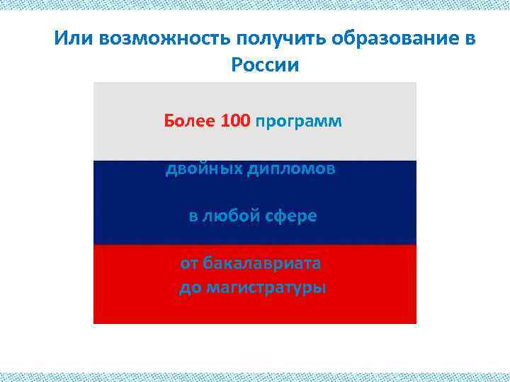 Или возможность получить образование в России Более 100 программ двойных дипломов в любой сфере