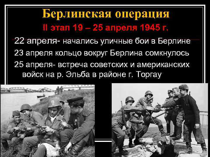 Берлинская операция II этап 19 – 25 апреля 1945 г. 22 апреля- начались уличные